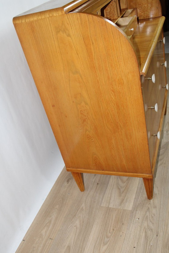 Image 1 of Teakholz-Rollenschreibtisch - Schweden, 1960er Jahre