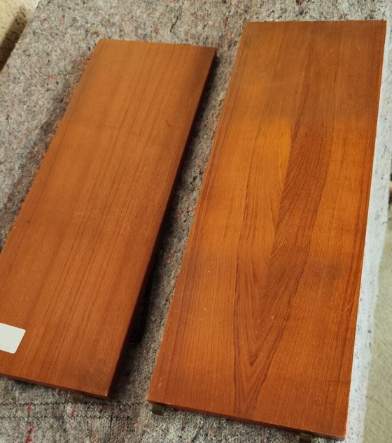 Étagère String Scandinave en teck, 2 niveaux, Étagères murales, Bois, Métal, Noir, Scandinavian (photo 3 sur 5)