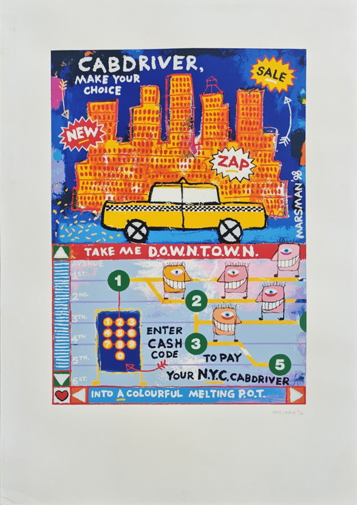 "Cabdriver" zeefdruk Jean Paul Marsman 1998 8/30 70x100cm