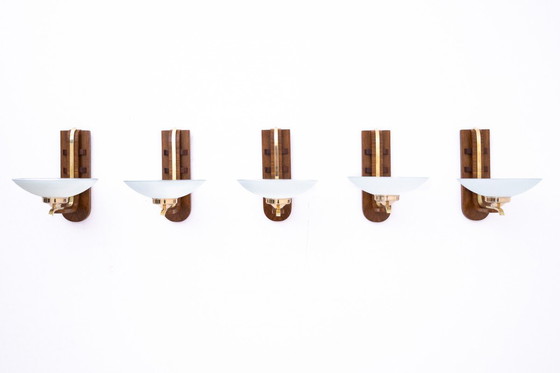 Image 1 of Set of five unigue Art Deco wall lamps, Poland, 1950s.