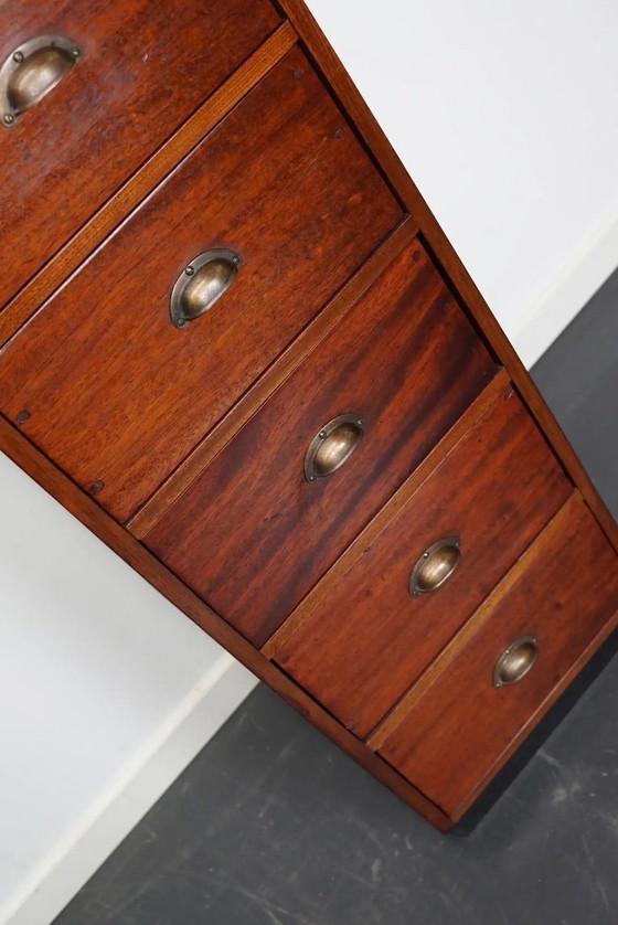 Image 1 of Cabinet d'apothicaire industriel hollandais en acajou, milieu du XXe siècle