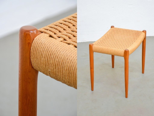 Niels Møller kruk mod. 80A Möller vintage papierkoord teak