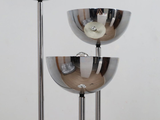 Image 1 of Lamperti 3-koloms chromen vloerlamp uit de jaren 70, ruimtevaarttijdperk Italiaans design