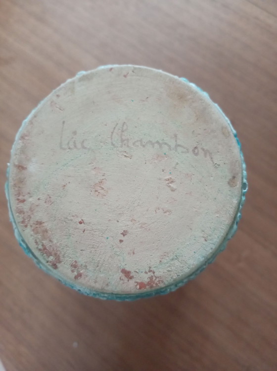Vase Pierre de lune vintage signature – Luc Chambon, Céramique (photo 2 of 6)