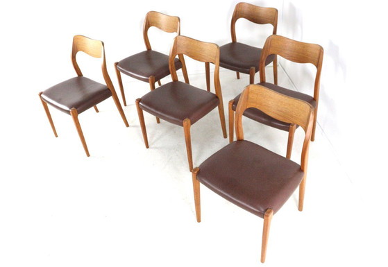 Set 6 Niels O Moller Model 71 Stoelen Teak Vintage Deens – Niels Otto Møller, Eetkamerstoelen, Leather (photo 16 of 17)