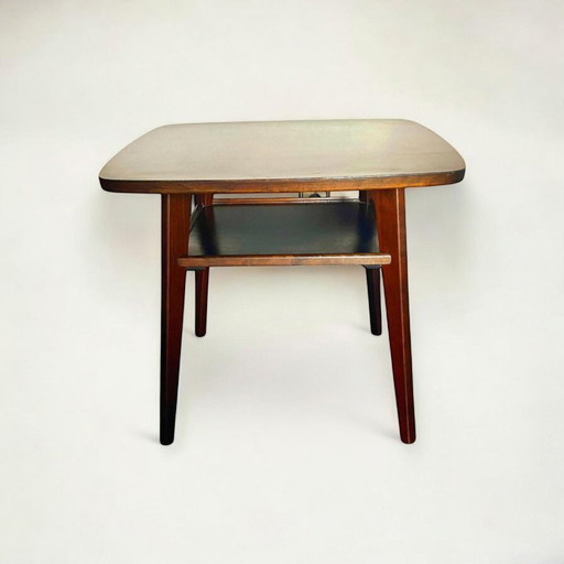 Mid - Century tray table/ side table with shelf. High-quality German side table, 1940s to 50s