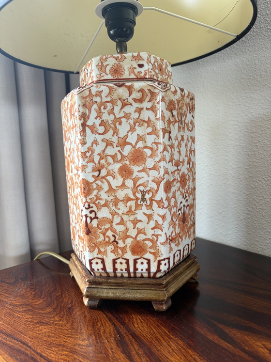 Antiek Vintage Chinese gemberpot lamp – Tafellampen, Ceramic, Textile (photo 3 of 8)