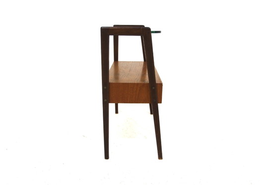 Commode Scandinave en Teck, Sweden, 1950, Verre, Scandinavian (photo 4 sur 5)