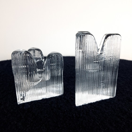 Image 1 of 2x Vintage Kosta Boda waxinelichthouders Skyline