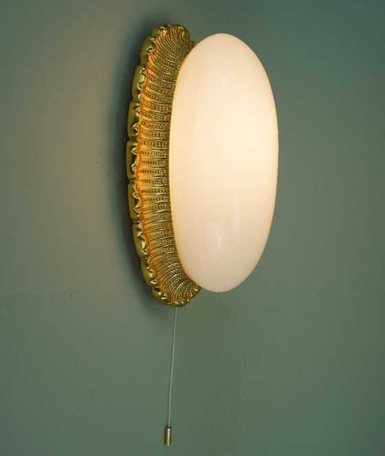Mid Century Lampada a bacchetta Limburg A 234 Opalglas Aluminium Vergoldet 70er 80er Jahre (photo 6 of 15)