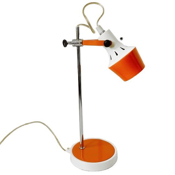 Image 1 of Vintage bureaulamp oranje wit metaal retro stijl