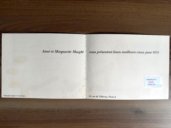 Antoni TÀPIES (1923-2012), Litografia originale, Biglietto d'auguri Maeght 1973, Litografie e stampe, Carta (foto 4 di 5)