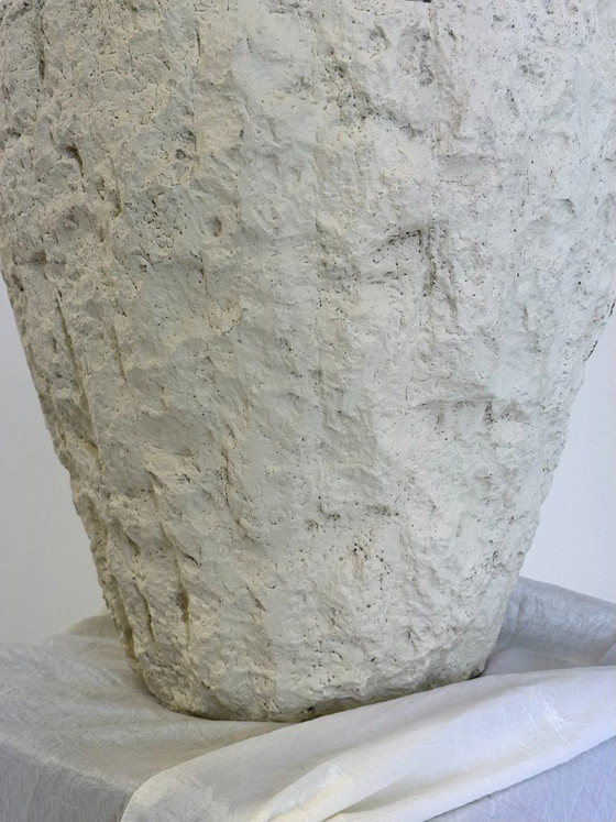 Image 1 of Large vintage earthenware vase with a travertine look