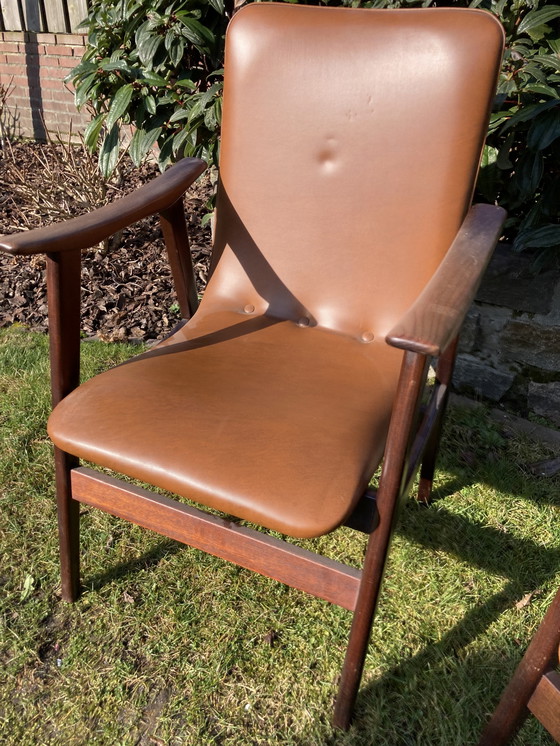 Image 1 of Van Teeffelen-Sessel mit cognacfarbener Kunstlederpolsterung