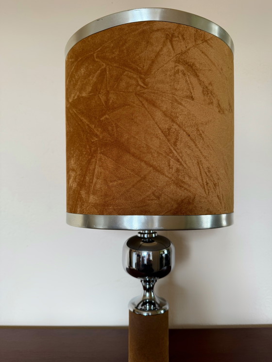 Image 1 of Velvet Chromed Metal Lamp 60s