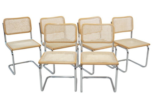 Set van 6 Chaises Cesca B32 – Bauhaus-ontwerp geïnspireerd door Marcel Breuer