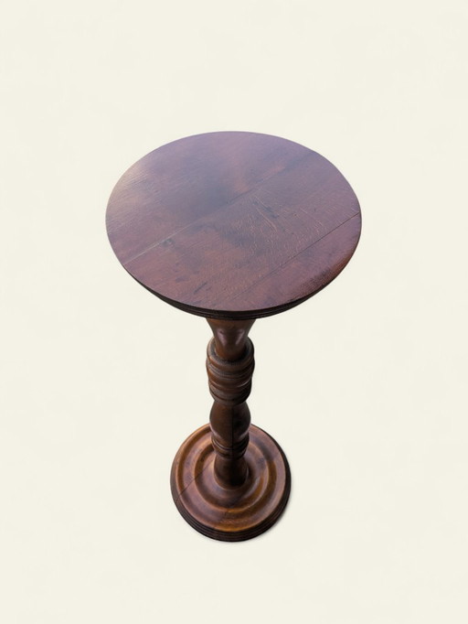 Rarity! Vintage solid wood flower column - hand-turned, classic Mid - Century style, plant table, unused