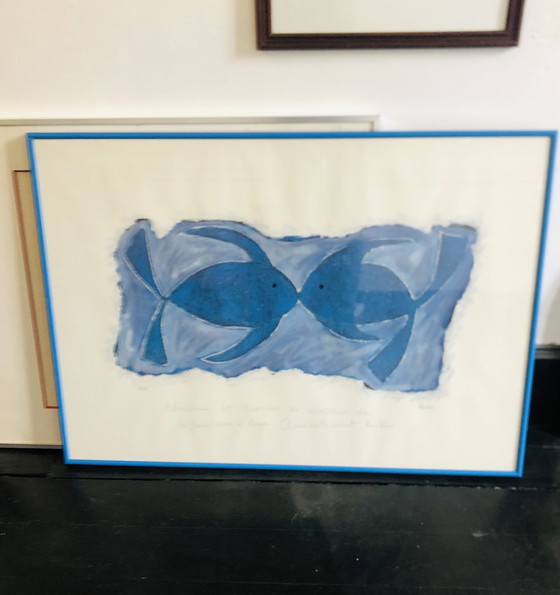 Image 1 of Litografia "coppia di pesci" di Rémi Pesce