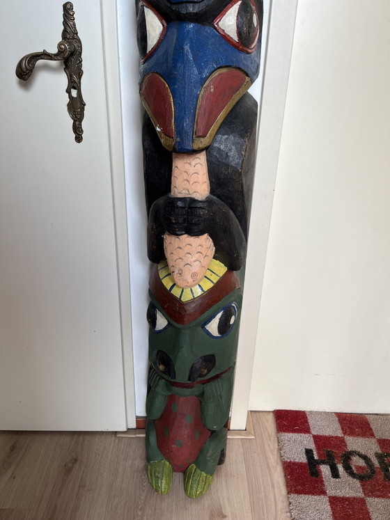 Image 1 of Wunderschöner Totempfahl, 200 x 27 cm, Holzkunstwerk