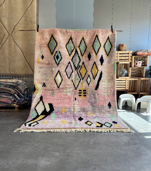 Moroccan Pink Boujad Wool rug 200x300 cm - Berber rug -Vintage Moroccan rug