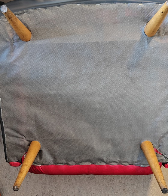 Ensemble de 2 fauteuils cocktail vintage – Style moderne du milieu du siècle (Velours rouge) – Velvet, Wood (photo 5 of 5)