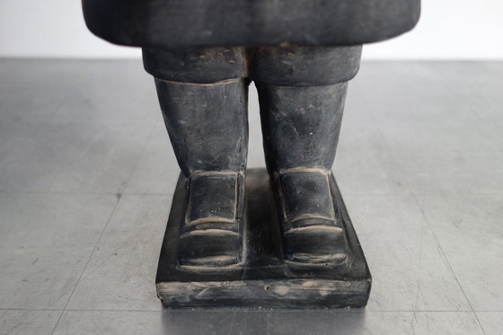 Image 1 of Paire de guerriers chinois en terre cuite, H52 et H 40cm