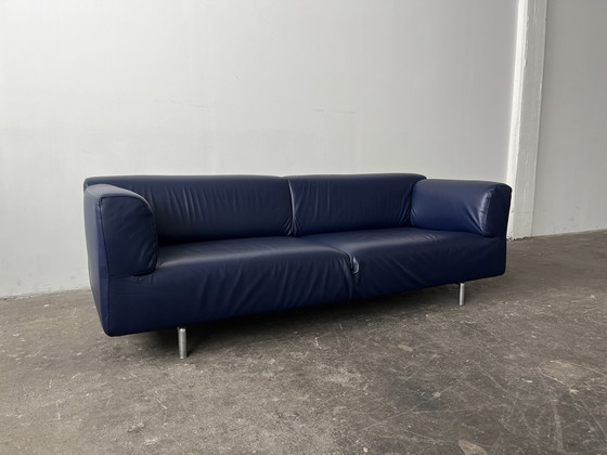 Image 1 of Cassina Met designer sofa couch leather blue