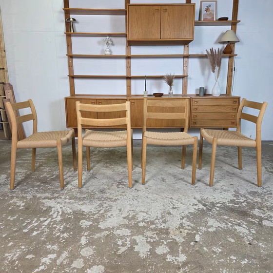 4x Niels Møller modèle 84 Chaise de salle à manger danoise en chêne savonné – J.L. Møller Møbelfabrik (photo 19 of 21)