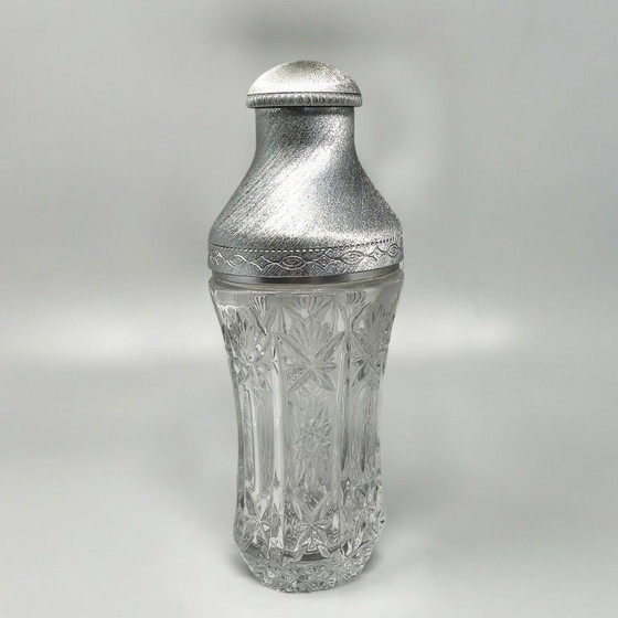 Image 1 of Italienisches Cocktailset aus geschliffenem Kristall und gebürstetem Metall im Stil der 1960er Jahre von Arir