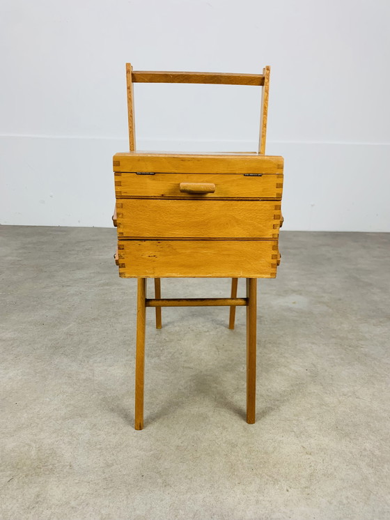 Image 1 of Travailleuse Vintage Pieds Compas, Bois, Années 60