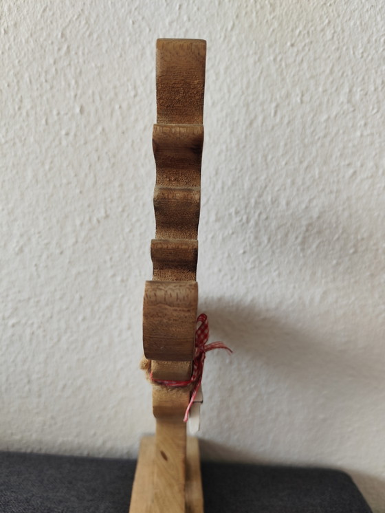 Image 1 of 🌲 Cute wooden moose figurine – 40 cm – natural – with bow & star 🌟