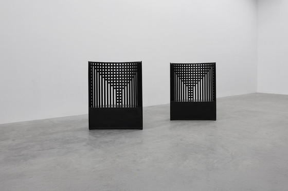 Image 1 of Pair of black Mackintosh Willow chairs by Atelier International, Italy 1980s