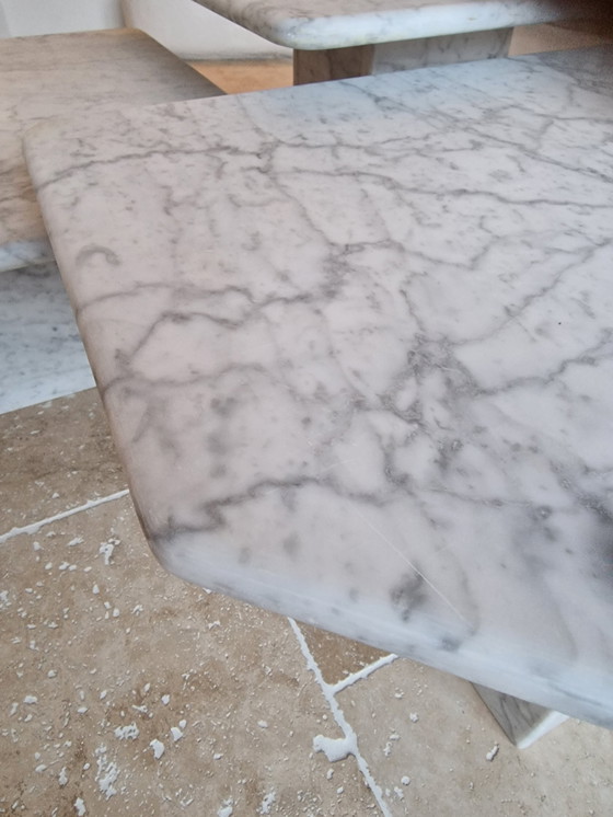 Image 1 of Italian marble coffee table, Carrara marble, nesting tables, vintage Italian design, 1970s coffee table, mid-century Vintage