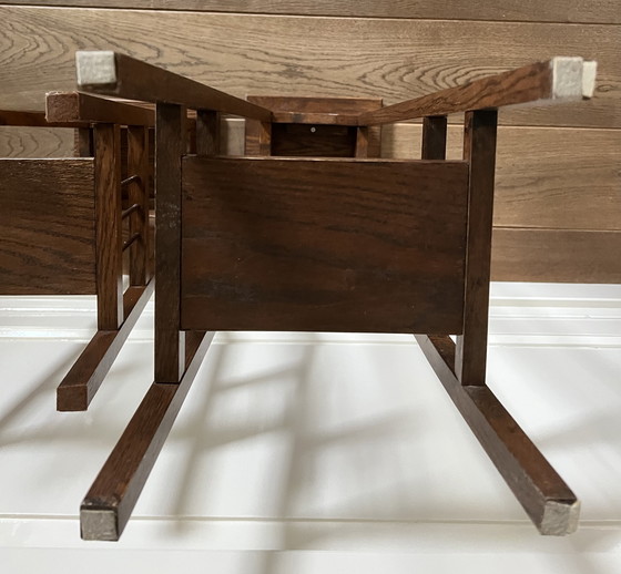 Image 1 of Plant table/pedestal set dark antique oak