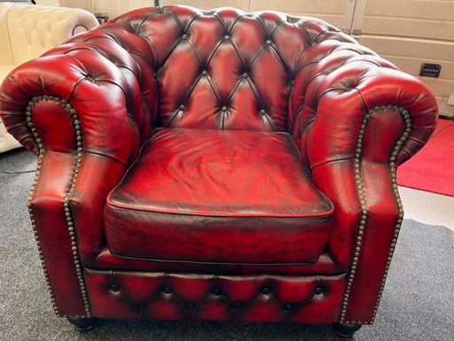 Chesterfield Charlston Fauteuil Oxblood, Leer
