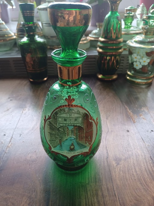 Vintage Murano Glazen Karaf Venetië (23x10 cm) – Mazzega, glazen karaffen, Gold, Murano Glass