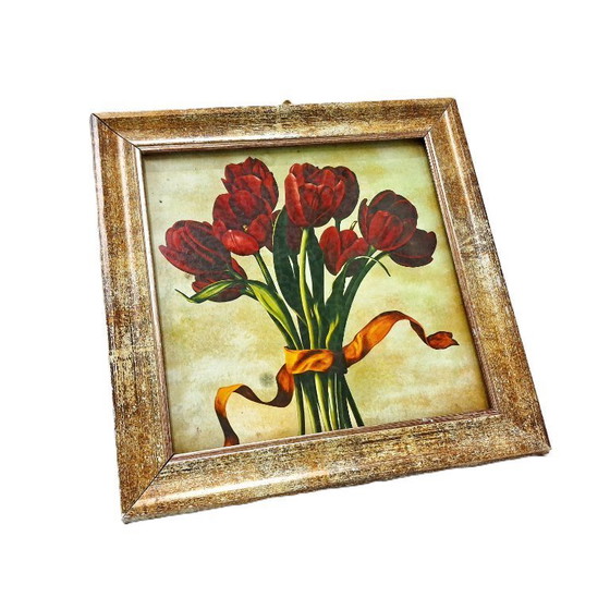 Image 1 of Piccola stampa artistica incorniciata, tulipani