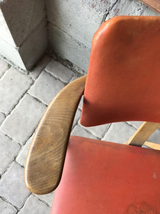 Set of Art Deco Lajos Kozma Style Red Chairs, 1940s, Dining chairs (photo 6 of 6)