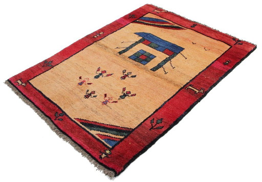 Original Persian carpet Gabbeh Ghashghai oriental carpet 159 cm x 118 cm old natural