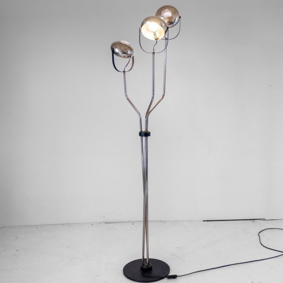 1x Vintage Reggiani Chrome Floor Lamp with Adjustable Lights, Italy, 1960s, Floor lights, Metal, Black (photo 5 of 15)