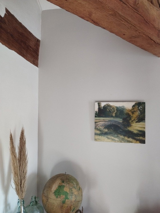 Oude bakstenen brug in Normandië - Gesigneerd olieverfschilderij – Schilderijen & Tekeningen, Canvas (photo 16 of 16)