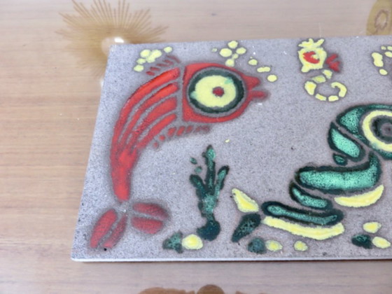 Image 1 of Plato de lava esmaltado modernista, 1970, Francia