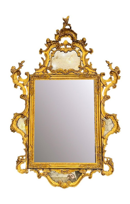 Carved And Gilded Wooden Mirror - Louis Xv