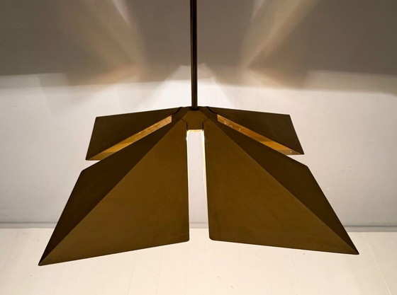 Image 1 of Lampada a sospensione/soffitto in ottone di Vereinigte Werkstätten, Germania, anni '70