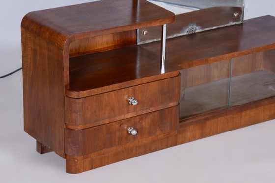 Restored Art Deco Dressing Mirror, by R. Slezak, Glass, Walnut, Czech, 1930s – Dressing tables, Wood (photo 6 of 14)