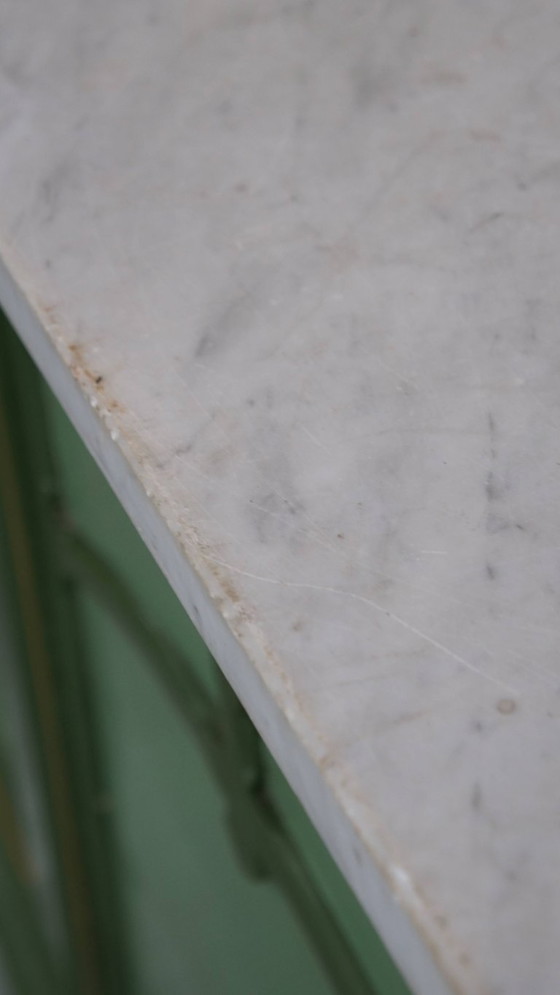 Image 1 of Antico bancone/comò verde della fine del XIX/inizio del XX secolo con piano in marmo