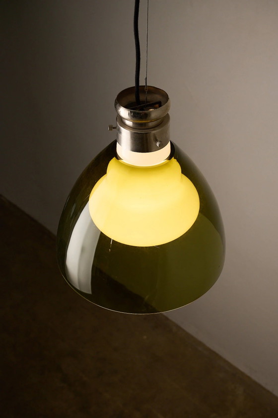 Space Age Blown Glass Pendant Lamp by Vistosi, Italy, 1970s, Ceiling lights, Aluminium (photo 10 of 12)