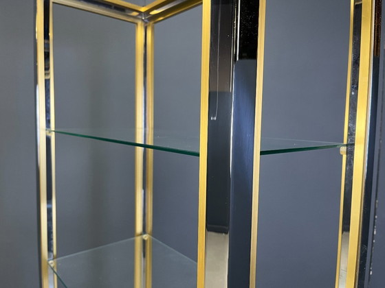 Image 1 of Messing en chromen plank van Renato Zevi, jaren 70.