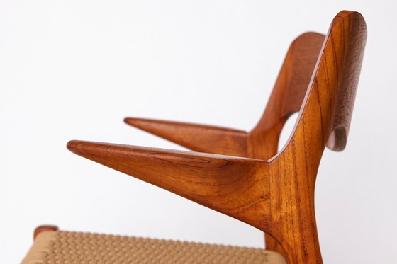 Image 1 of Niels Otto Møller Model 55 Armchair – Danish Teak Dining Chair with New Paper Cord Seat, 1960s Mid Century Modern