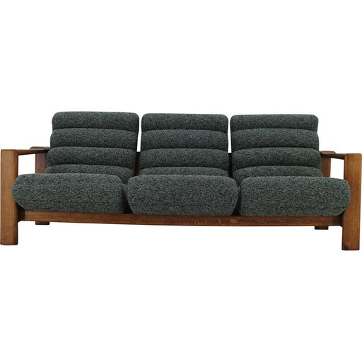 Vintage oakwood and fabric living room set, Finland 1960s
